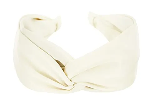 axy Breiter Haarreif mit raffinierten Knoten - Satin bezogen - Damen Haarreifen Stirnband Haarschmuck HRD3 (Cremeweiss)