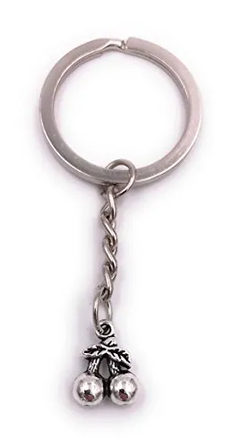 H-Customs Kirsche Frucht Schlüsselanhänger Anhänger Silber aus Metall