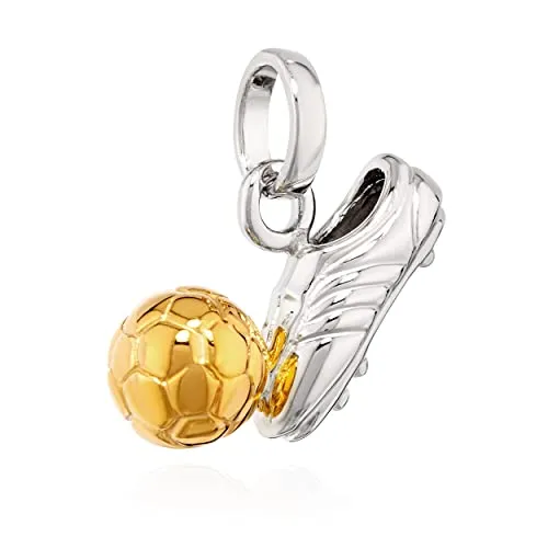 NKlaus Kettenanhänger Fußballschuh mit Ball - Bicolor 925 Silber - Anhänger für Damen aus 925 Sterlingsilber, detailreich und in Bicolor-Design, ideal für Fußballfans und sportliche Akzente.