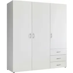HARRY Kleiderschrank Weiß - Moderner 3-türiger Drehtürenschrank für Ihr Schlafzimmer - Kleiderschrank mit viel Stauraum und zeitlosem Design, ideal für minimalistischen Wohnstil. Leichte Montage dank detaillierter Anleitung.