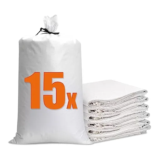 PP Gewebesäcke,Sandsack Hochwasserschutz,15 Stück Gewebesäcke,Silosäcke Bauschuttsäcke Hochwasser Sandsack Getreidesack für Bauabfälle,Pflanzliche Abfälle Laub 113x70cm