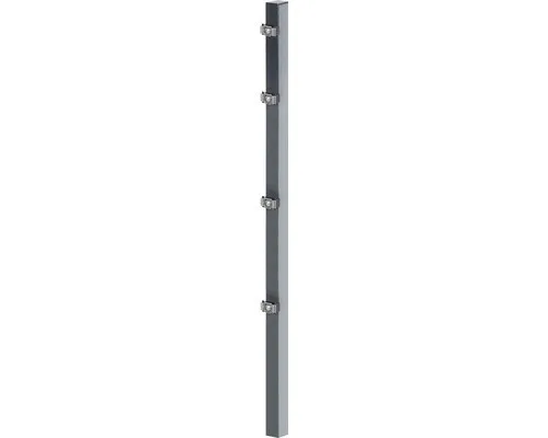 Zaunpfosten ALBERTS mit Klemmlaschen - anthrazit 6 x 4 x 260 cm - Gartenzäune - Stabiler Metallzaunpfosten mit Klemmlaschen, ideal zum Einbetonieren und für eine sichere Zaunmontage.