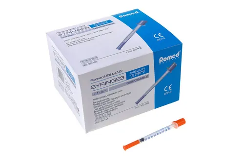Romed Feindosierspritze Insulinspritzen U-100, steril, 100 I.E. / 1ml