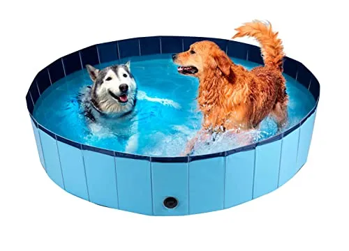Hundepool BIG Ø120cm - Faltbares Schwimmbecken für Hunde - Spielzeug: Extra großer Hundepool mit Anti-Slip-Boden, ideal für drinnen und draußen – perfekt für Planschspaß und Suchspiele!