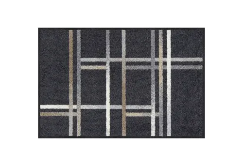 Salonloewe Fußmatte Subway city-chic anthrazit 50x75 cm - Hochflor-Teppich, waschbare und rutschfeste Fußmatte, ideal für drinnen und draußen, pflegeleicht und strapazierfähig, perfekt für Allergiker.