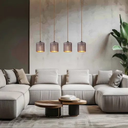 LED Hängelampe 4-flammig für Esstisch – grau schwarz - Moderne Pendelleuchte für das Esszimmer, 4x 10,5W LED inklusive, warmweißes Licht und individuell höhenverstellbar bis 150 cm, ideal für stilvolle Innenräume.