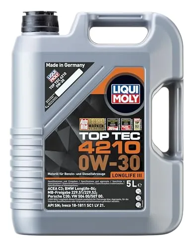 LIQUI MOLY Top Tec 4210 0W-30 | 5 L | Synthesetechnologie Motoröl | Art.-Nr.: 21605, farblos