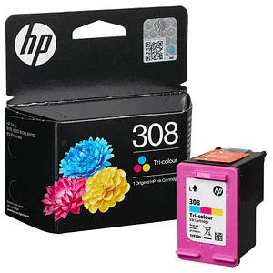 HP 308 Tri-Color Original Tintenpatrone - Original Tintenpatrone für brillante Farbdrucke in Gelb, Cyan und Magenta. Mit geprüfter Qualität für bis zu 120 Seiten, ideal für den täglichen Druckbedarf.