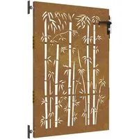 vidaXL Gartentor 85x150 cm Cortenstahl im Bambus-Design - Gartentor aus wetterfestem Cortenstahl mit einzigartigem lasergeschnittenem Design, ideal für stilvolle Eingänge und wartungsfrei dank natürlicher Rostschutzschicht.