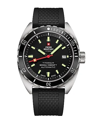 Swiss Military Diver Titanium Automatik Herrenuhr 42mm - Armbanduhren mit 30 ATM Wasserdichtigkeit, perfekt für Sport und Abenteuer. Automatikwerk Swiss Made sorgt für präzise Zeitmessung.