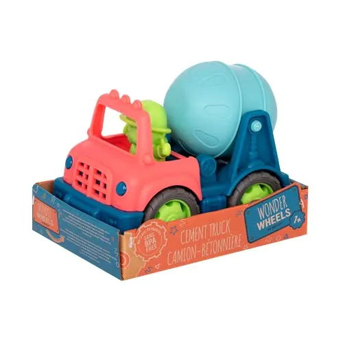 Battat – Betonmischer LKW mit Figur – Zementmischer Lastwagen Indoor und Outdoor – Kinder Sandspielzeug, Sandkasten Auto – Spielzeug Fahrzeug für Mädchen und Jungen – ab 1 Jahr – Zementmischer