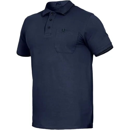 Leibwächter Polo-Shirt Herren Flex-Line – Marine – Gr. 6XL – Poloshirt mit Brusttasche – Kurzarm Poloshirts mit 3 Knöpfen – 50% Baumwolle 50% Polyester – Sommer Arbeitsbekleidung für Herren