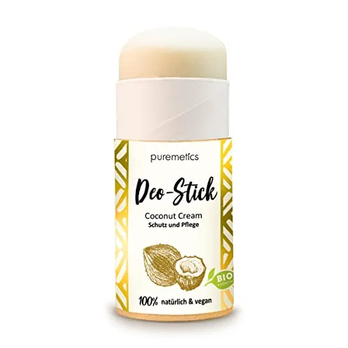 puremetics Zero Waste Deo-Stick „Cocos-Creme“ Bio | 100% natürlich, vegan & plastikfrei | Deodorant | Bio-zertifiziert | organic | festes Deo | Deostift Deo Stift | ohne Plastik