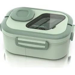 Arendo Lunchbox, Bento Box, Brotdose mit 6 Fächern, Tragegriffe, Besteck, auslaufsicher, mikrowellen- & spülmaschinengeeignet, BPA-frei, für Erw... - Grün