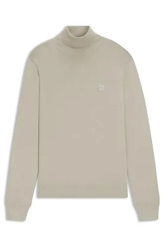 Boss Orange Rollkragenpullover Akrio beige - Hochwertiger Rollkragenpullover aus 95% Baumwolle und 5% Kaschmir für Herren, mit atmungsaktiven und wärmeisolierenden Eigenschaften - ideal für die kühle Jahreszeit.