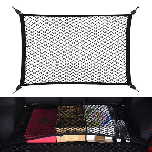 Kofferraumnetz Gepäcknetz Auto 80x100cm Erstreckt Sich auf 210x140cm Kofferraum Gepäcknetz mit 4 Haken Universal Kofferraum Netz Super Elastisch für die Meisten Autos SUV Wohnwagen