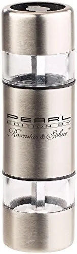 PEARL Mini Salzmühle: 2in1-Mini-Salz- und Pfeffermühle aus Edelstahl mit 2 Keramikmahlwerken (Salz und Pfeffer Mühle, Pfeffermühle klein, Küchenhelfer)