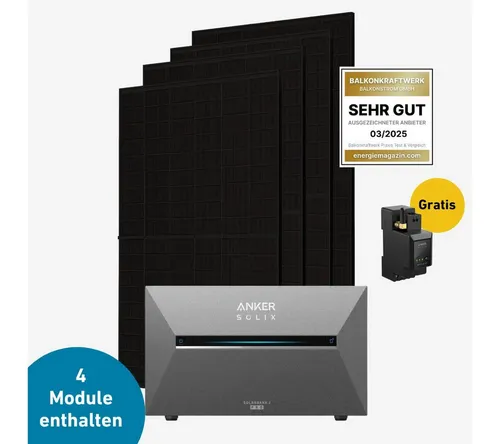 Balkonstrom Balkonkraftwerk 2000W mit Speicher - Anker 3 Pro Komplettset - Balkonkraftwerk mit 2000 W und Anker SOLIX Solarbank 3 E2700 Pro. Bifaziale Solarmodule für bis zu 80 % mehr Energie und smarte App-Steuerung. Ideal für nachhaltige Energiegewinnung.