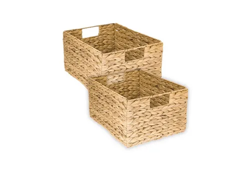 HMF Faltbarer Aufbewahrungskorb aus Wasserhyazinthe (2 St) - Dekokörbe – Handgefertigter, nachhaltiger Korb mit 2 Griffen, ideal für stilvolle Aufbewahrung und Organisation in jedem Raum.