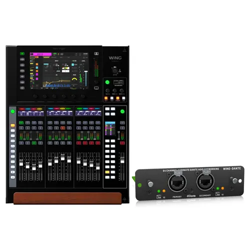 Behringer Wing Compact + Dante Set - Digital Mixer mit 24 MIDAS PRO Mikrofonvorverstärkern und bis zu 144 Ein- und Ausgangssignalen. Ideal für professionelle Audioanwendungen und Live-Performances.