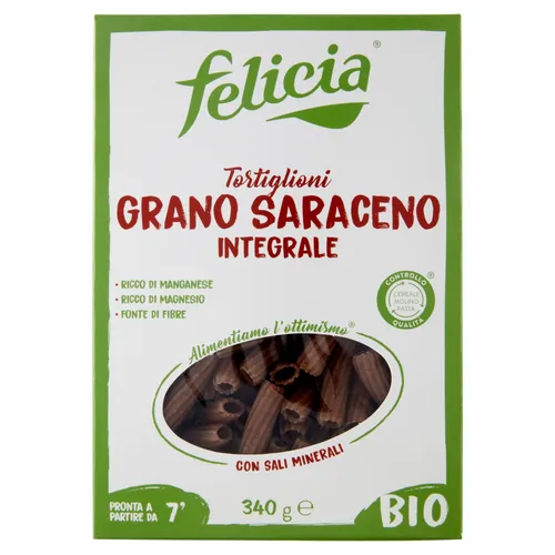 Felicia Tortiglioni Grano Saraceno Integrale,Pasta mit Bio-Buchweizen 340g