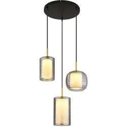 Globo Lighting Hängeleuchte Metall schwarz matt, LED - Moderne Hängeleuchte aus schwarz mattem Metall mit opal-rauchfarbenen Glas-Schirmen. Energieeffizient mit 27W und 1749 Lumen, ideal für stimmungsvolle Beleuchtung im Essbereich oder Wohnzimmer.