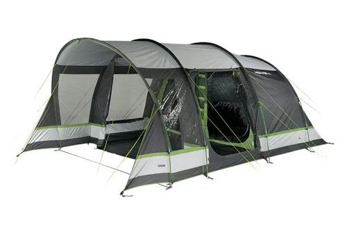 HIGH PEAK Familienzelt Garda 5.0 - Geräumiges Campingzelt für 5 Personen - Familienzelt Garda 5.0, 2.1m Stehhöhe, wasserdicht mit 4000mm, ideal für Camping und Festivals. Mit fest eingenähtem Boden und Moskitonetzen für optimalen Komfort.