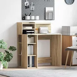 vidaXL Schreibtisch mit Stauraum in Sonoma Eiche - Moderner Schreibtisch für das Heimbüro mit viel Stauraum und kratzfester Oberfläche – ideal für kreative Projekte und eine aufgeräumte Arbeitsumgebung.