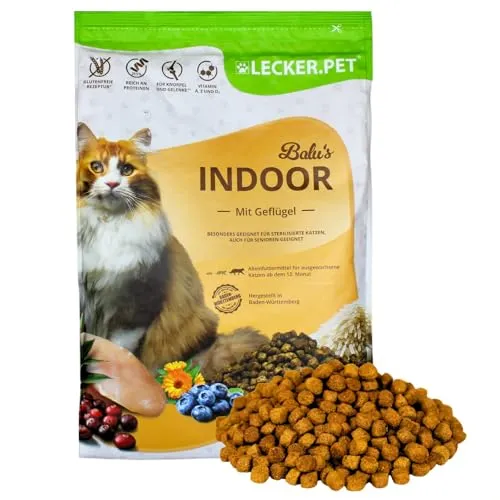 Balu's Indoor Geflügel Katzen Trockenfutter 2,5 kg - Hochwertiges Trockenfutter für Katzen mit Geflügel als Hauptzutat. Ideal für Indoor-Katzen, unterstützt eine ausgewogene Ernährung und sorgt für ein zufriedenes Katzenleben.