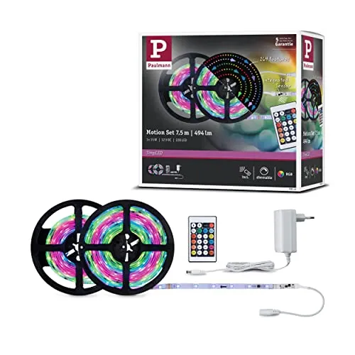 Paulmann 70514 SimpLED Motion Set 7,5m 15W RGB - Farbwechsel für kreative Lichtgestaltung - LED Streifen mit RGB-Multicolor Farbwechsel für individuelle Lichtakzente, komplett mit Strip, Netzteil und Controller für sofortige Nutzung.