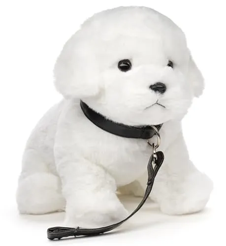 Uni-Toys Malteser Plüsch-Hund mit Leine 26 cm - Plüsch-Spielzeug: Lebensechter Malteser mit Halsband und Leine, ideal zum Spielen und Kuscheln. Hergestellt aus 100% recyceltem Füllmaterial für nachhaltigen Spaß!