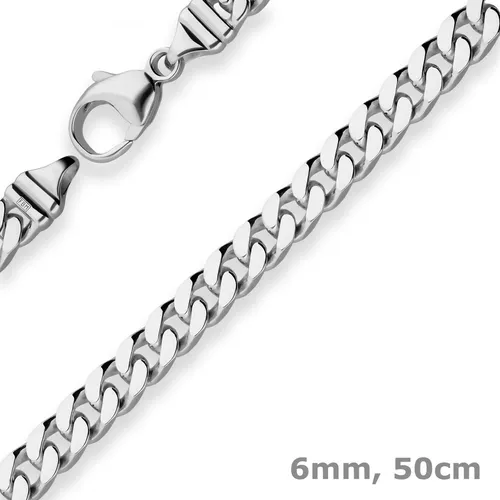 6mm Panzerkette Goldkette Collier Halskette aus 585 Gold Weißgold 50cm