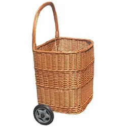 Weiden Einkaufswagen mit großen Rädern – Praktischer Transportkorb