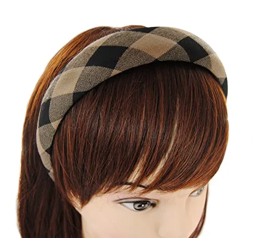 axy Breiter Haarreif mit Stoff gepolstertes - Damen Wunderschön Stirnband Haarschmuck Haarreifen HRK9 (Braun)