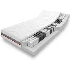 Zonen orthopädische Taschenfederkernmatratze Sleezzz Premium 100 x 200 cm - Matratzen mit 440 Tonnentaschenfedern für optimale Punktelastizität, 2 Härtegrade und Klimaband für ein frisches Schlafklima - ideal für individuellen Schlafkomfort.