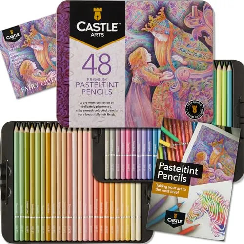 Castle Art Supplies Pastellstifte-Set | 48 Farben für Künstler - Pastelle in Künstlerqualität, ideal für professionelle und erfahrene Künstler. Inklusive 28-seitigem Handbuch mit Techniken und Schritt-für-Schritt-Anleitungen.