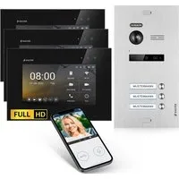 Balter EVO-HD Video-Türsprechanlage für Dreifamilienhaus mit 3x 7 Zoll Monitor - Die BALTER EVO HD Video-Türsprechanlage bietet Sicherheit und Komfort für Ihr Dreifamilienhaus. Mit 7-Zoll-HD-Monitoren und Full-HD-Kamera genießen Sie gestochen scharfe Bilder und einfache Bedienung per App.