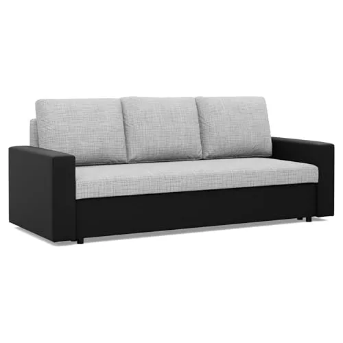 Sofa LUNA 3-Sitzer mit Schlaffunktion, Grau + Schwarz in grau von Mebligo