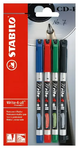 STABILO - Permanent-Marker Write-4-all - fein - 4er Blister - blau
