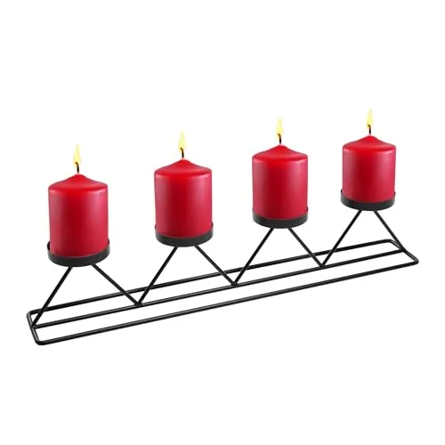 Advents Kerzenhalter aus Metall in schwarz - 60 cm - Kerzenständer für 4 Stumpenkerzen - Weihnachten Tischdeko Adventskranz Adventsleuchter