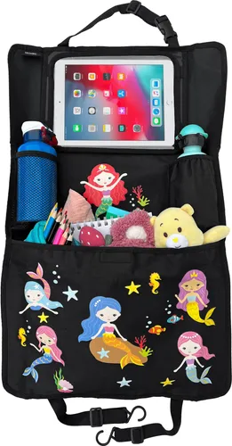 1x Kinder Auto Rückenlehnenschutz Organizer mit verstellbarer Tablet Tasche mit Touch Folie für bis 20