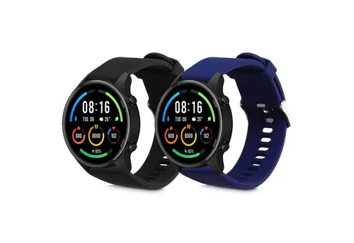 kwmobile 2x Sportarmband für Xiaomi Mi Watch / Mi Watch Color Sport Smartwatch, Armband TPU Silikon Set Fitnesstracker