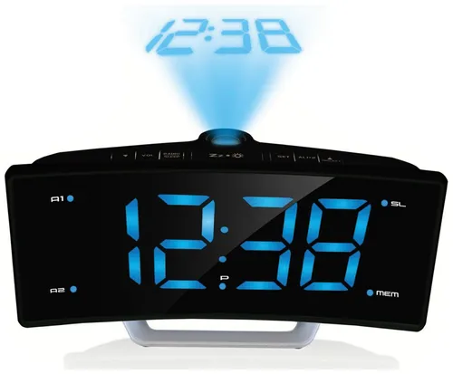 ROXX Radiowecker CR302P mit Projektion - UKW-Radio mit Jumbo-Display und 2 Weckzeiten, ideal für einen energischen Start in den Tag. Mit USB-Ladebuchse und Stromnetzausfallsicherung.