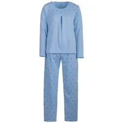Lucky Schlafanzug Pyjama Set Thermo - Spitzendruck Schleife blau XXL