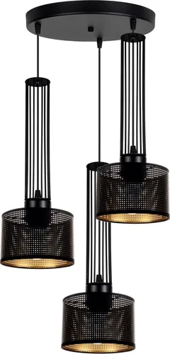 Hängelampe Metall Loft E27 3-flammig Schwarz Gold - Industrielle Pendelleuchte für Esstische, 3-flammig und stilvolles Design aus Metall, ideal für Wohnzimmer und Küchen. Verleiht jedem Raum einen modernen Loft-Charme.