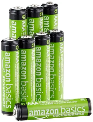 Amazon Basics 8er-Pack wiederaufladbare AAA-NiMH-Leistungsbatterien, 800 mAh, 1,2 V, bis zu 1000x aufladbar, vorgeladen