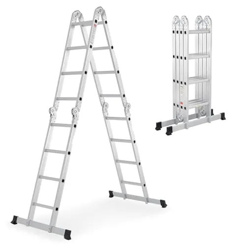 Juskys Aluminium Multifunktionsleiter 4x4 Stufen von Juskys