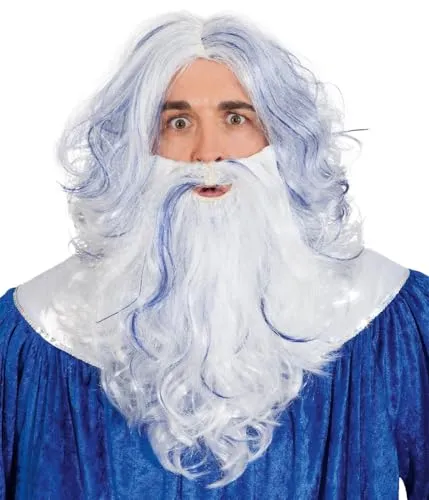 Wassermann, blau-weiß (Perücke m. Bart)