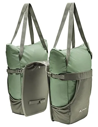 Vaude Twinshopper Fahrradtasche 44L - grün - Fahrradtaschen mit 44L Volumen, wasserabweisend und einfach am Fahrradrahmen zu fixieren, ideal für Einkäufe und Ausflüge.