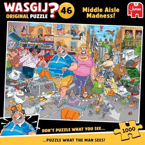 Wasgij Original 46, Middle Aisle Madness, Warenhaus Wahnsinn - Einzigartige 1000 Teile Puzzles für Erwachsene - Herausforderndes und Denksport 1000 Teile